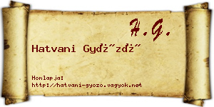 Hatvani Győző névjegykártya