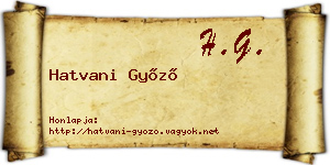 Hatvani Győző névjegykártya